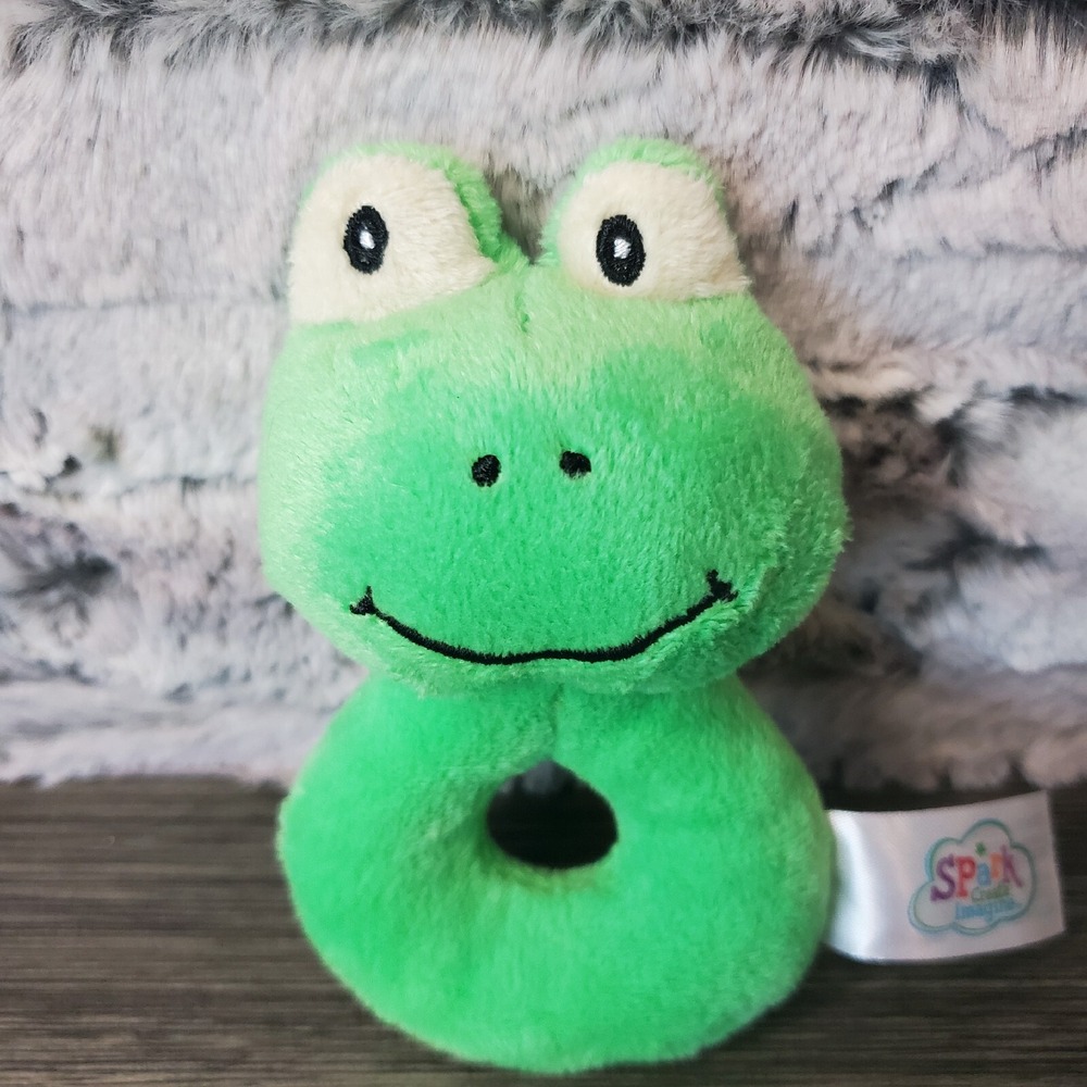 Spark Create Imagine Walmart Small Green Plush Frog Stuffed Baby Infant Rattle